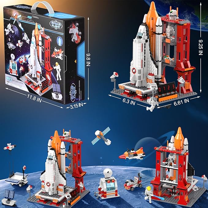 Space Shuttle Rocket Building Kit, 888PCS STEM Toy Block Set for Kids Ages 6+, 11 in 1 Aerospace Construction Toys, Educational Gift for Boys Girls Birthday Christmas