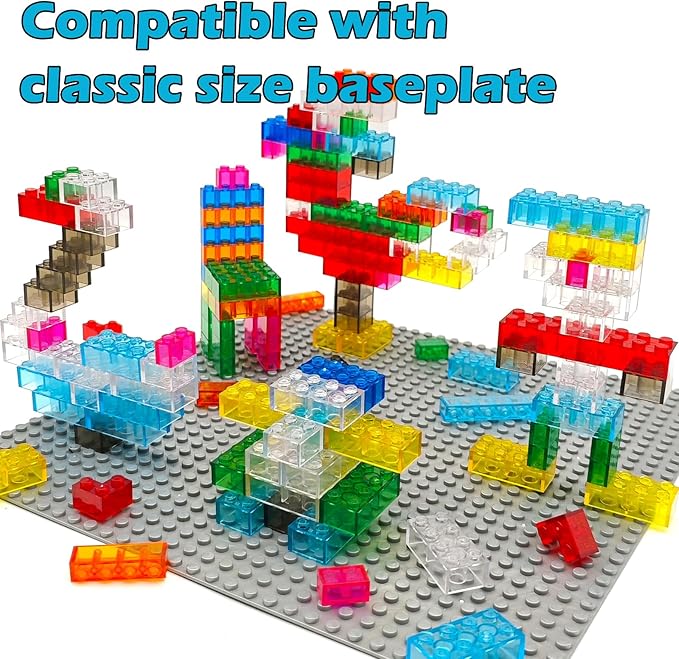 400 Pieces Translucent Building Bricks -9 Colors Crystal-Clear Classic Block Toy Fully Compatible with Major Brands Educational Construction Toy for Boys Girls 6 Years Old and Up