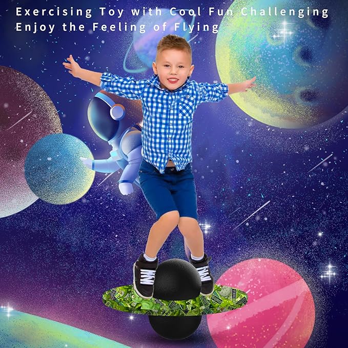 Pogo Ball for Kids & Adults Up to 200lb, Balance Coordination Trick Bounce Board Pop Ball Cool Fun Challenge Indoor Outdoor Toys Pogo Jumper Birthday Gifts for Boys Girls Halloween