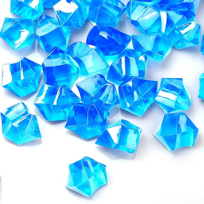 TeeLiy 150 PCS Acrylic Blue Crushed Ice Rock Crystals Treasure Gem Plastic Fake Ice for Vase Fillers Decoration, Table Scatters, Event, Wedding, Arts & Crafts, Home Birthday Decoration