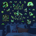 Glow in The Dark Unicorn Wall Decals, Neon Fantasy Rainbow Unicorn Wall Stickers for Girls Room, Colorful Diamond Star Love Room Decor, Baby Girl Boy Bedroom Ceiling Nursery Decoration
