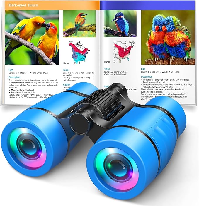 Toys for 3-7 Year Old Boys: LET'S GO! Binoculars for Kids with Bird Watching Manual Christmas Birthday Gifts for 4 5 6 7 8 Year Old Boy Girls Outdoor Toy for Kid Ages 5-7 Toddler Camping Telescope