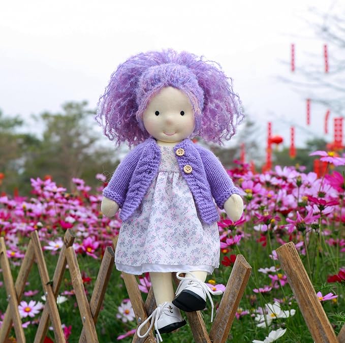 BlissfulPixie Handmade Waldorf Doll - Fruzie 12", Soft Girl Rag With Cute Stuffed Plush, Ideal First for Babies & Toddlers