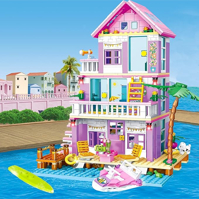 Sezua Building Blocks Seaside Beach Villa - 573 Pieces Lego Compatible Construction Set for Girls and Friends, Age 8-12