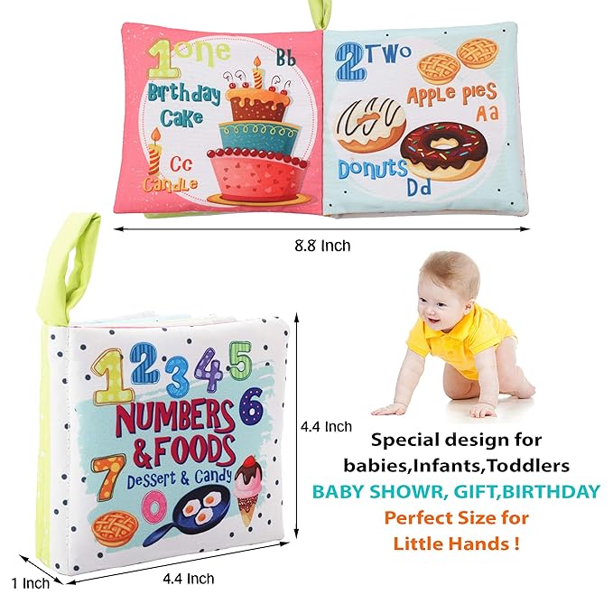 Baby Books Toys Gifts, Touch and Feel Cloth Crinkle Books for Babies,Infant Toddler Baby 0-3-6-12-18 Months,Early Learning Toys 6 to 12 Months 1-2 Years Old, Easter Shower Gift for Boys Girls,4 PCS