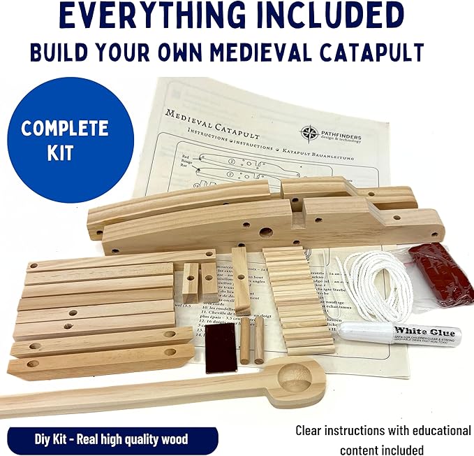PATHFINDERS STEM Kit – Medieval Catapult kit| Trebuchet Science Kits for Kids Age 8-10 10-14 | stem Kits for Kids Age 12-14 Physics Toys | Kids Engineering kit | Learning Resource