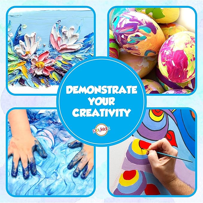 12PCS Washable Tempera Paint Set for Children (4 oz Each), Non-Toxic Kids Paint for Arts and Crafts, Kid Friendly, Kid Safe Finger Paint Set, Color, Craft, Create and Party