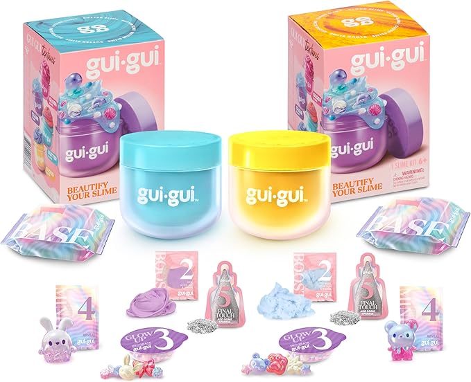 Gui Gui Scented Slime 2-Pack Bundle, Butter & Cloud, 5 Step DIY Process to Customize Your Ultimate Slime Glow-Up, Resealable and Reusable Container, ASMR Experience