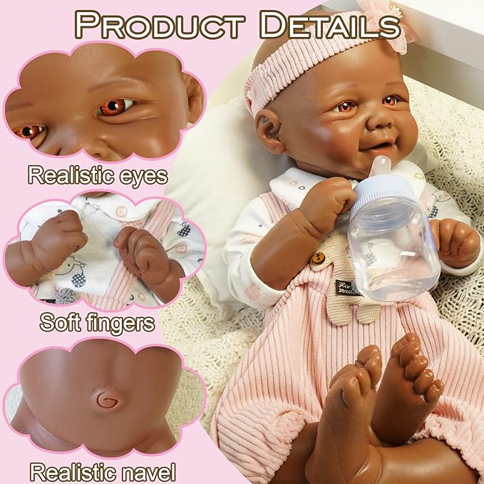 Full Silicone Baby Dolls,16.65 in Silicone Realistic Newborn Baby Doll, Non Vinyl 1:1 Lifelike Reborn Sleeping Dolls (Bella-Maroon)