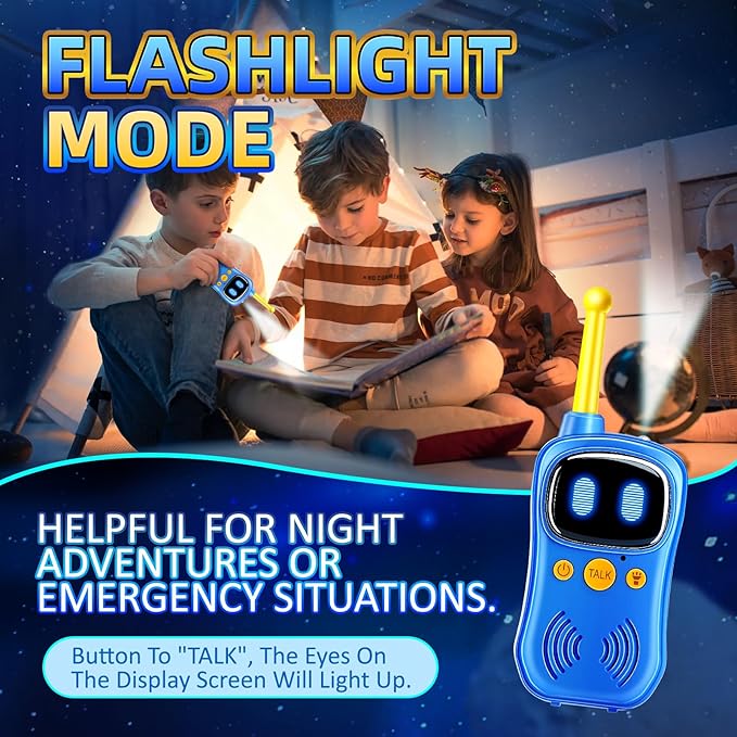 Astronaut Walkie Talkies, 3000 FT Talk Range, Robots Toys for Kids 2Pack, Space Toys Birthday Gifts for 3 4 5 6 7 8 9 10 Year Old, Voice Interactive Gift for Boys & Girls,Top With Handheld Flashlight.