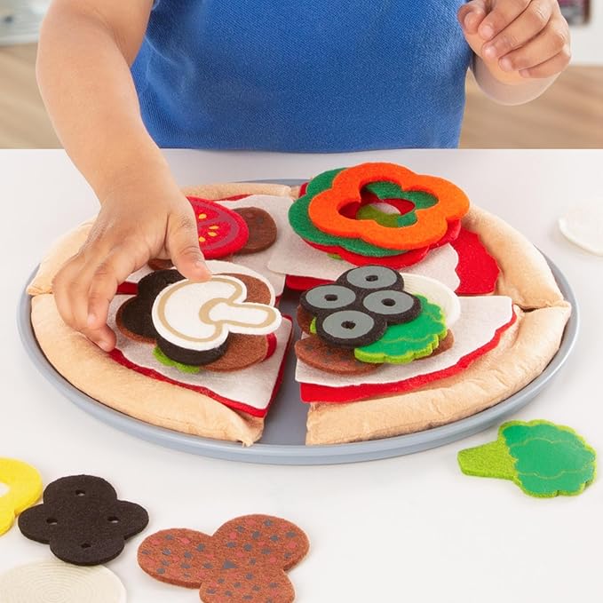 Melissa & Doug Felt Food Mix And Match Pizza Play Food Set - 42 Pieces Felt Pizza Play Set For Kids Kitchen, Pretend Toy For Toddlers And Kids Ages 2+