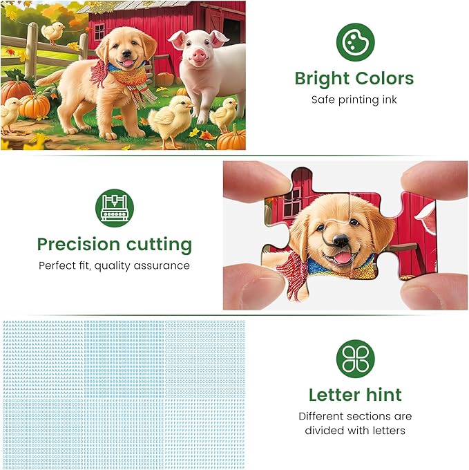 Puzzles for Adults 500 Pieces Jigsaw Puzzle Pig Dog Puzzles for Adults Teens Kids Colorful Animals Puzzle Challenging Puzzle Family Games Precision-Cut Vibrant Imagery, 20.5 x 15 in