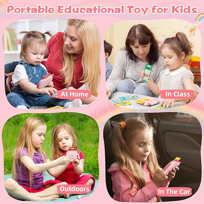 Talking Flash Cards for Toddlers Learning: Alphabet Learning Toys - Matching Spelling Games with 224 Sight Words - Montessori Toys for 3 4 5 6 Years Old Kids (Pink-336 Sight Words)