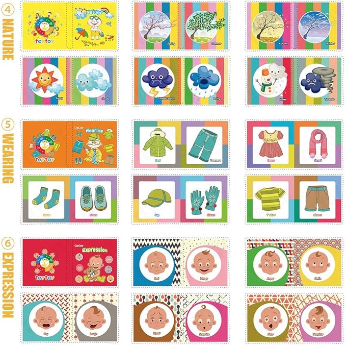 teytoy My First Soft Book, 6 PCS Nontoxic Fabric Baby Cloth Books Early Education Toys Activity Crinkle Cloth Book for Toddler, Infants and Kids Perfect for Baby Shower (New Version)