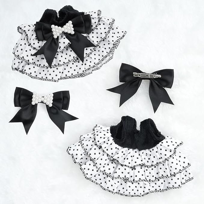 17cm Doll Clothes Set-Adorable Outfits for Dolls-Stylish Accessaries Clothes Dress-Up-Replaceable Clothing Collections, Includes Hat, Top, Skirt(Black-Style C)