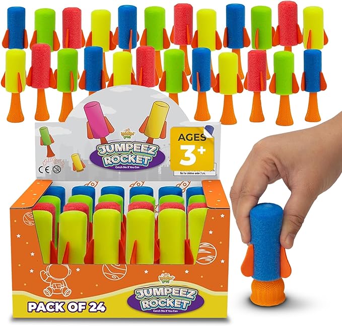 IPIDIPI TOYS Jumpeez Jumping Rocket Poppers – 24-Pack Spring Launcher Toys for Kids – Halloween Toys for Trick or Treat, Halloween Goodie Bag Stuffers, Birthday Party Favors for Boys & Girls