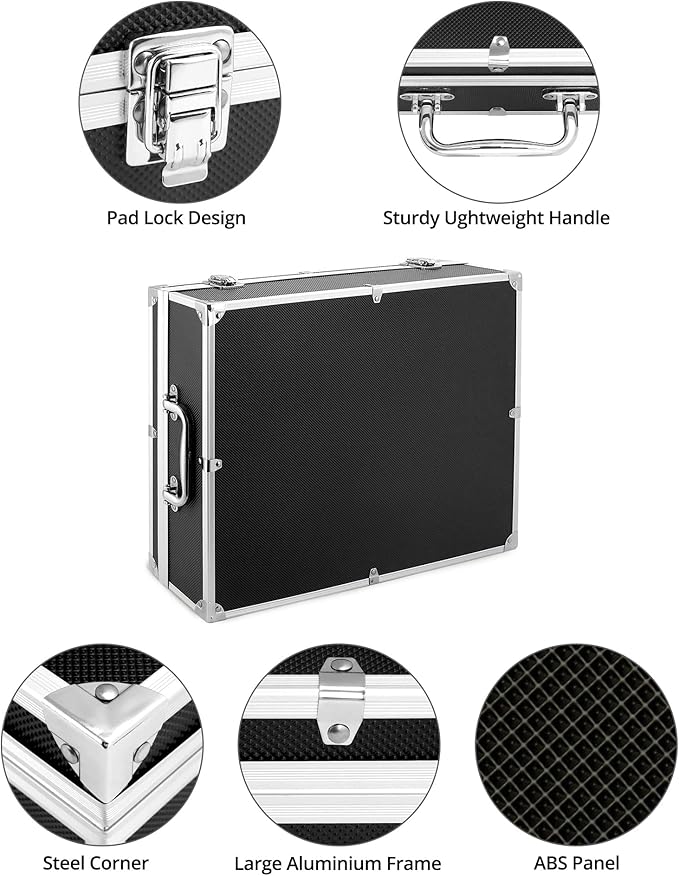 QWORK Coin Storage Box, 100 Graded Coin Slab Case, Trading Card Storage Box for PCGS, NGC & More, Coin Holder Display Case, Coin Collection Supplies, Black