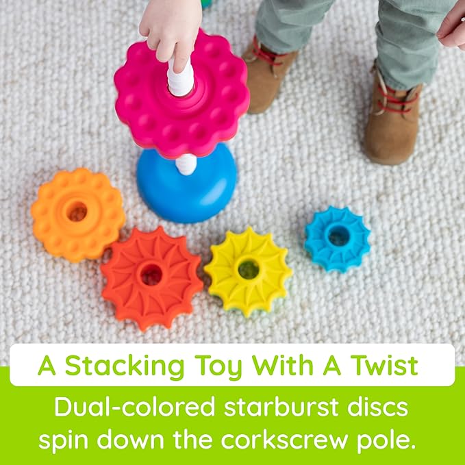 Fat Brain Toys SpinAgain, Baby Stacking & Spinning Toys for Toddlers Ages 1+