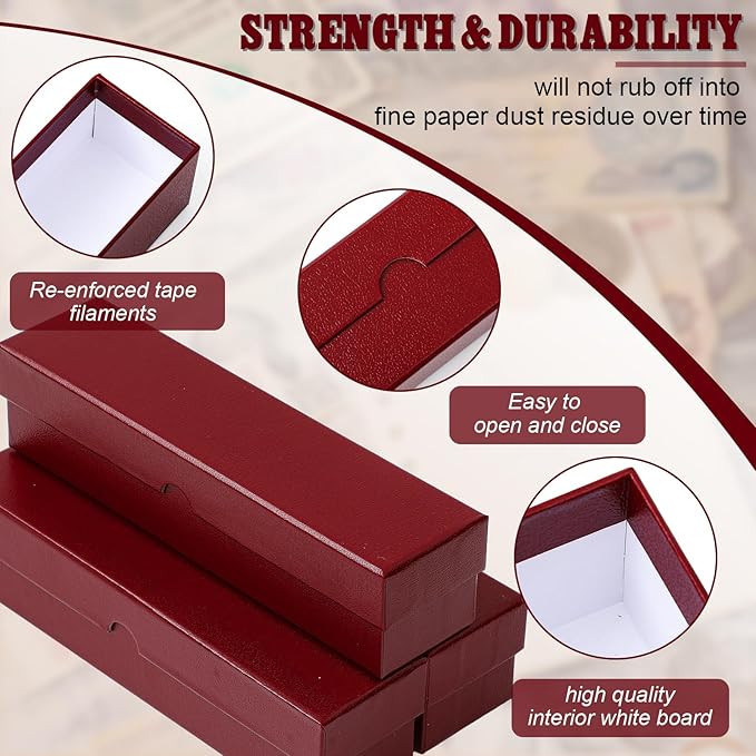 Teling 8 Pcs Coin Storage Box 2x2inch Flip Holders Collectors Coin Supplies Holders for Cents Collection Cardboard (Dark Red)