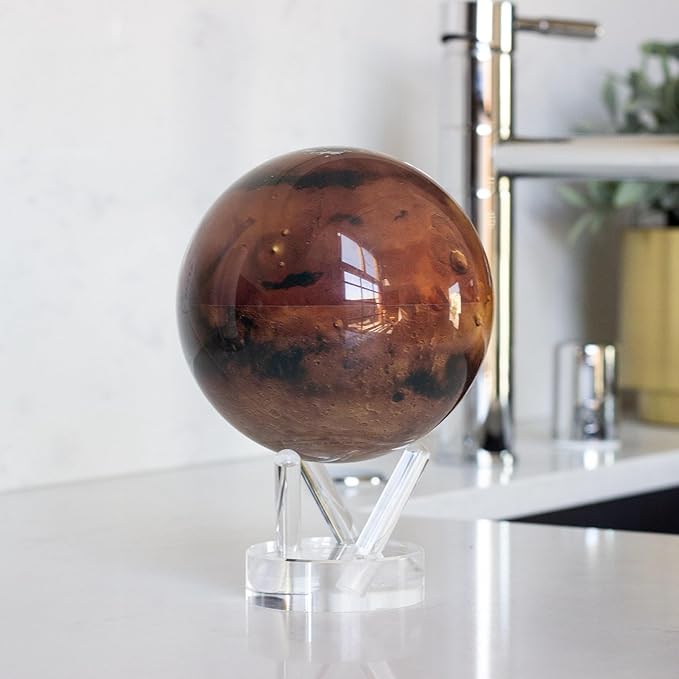 MOVA Mars Globe – 6” Rotating Planet Model for Space Decor and Astronomy Gifts | Solar-Powered Motion | No Batteries or Cords Needed
