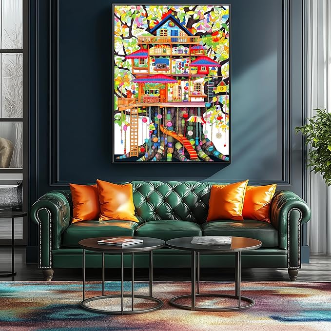 Whimsical Treehouse Escape 500 Piece Jigsaw Puzzle for Adults Colorful Fantasy Art Illustration Fun Challenging Family Game, Premium Quality, Vibrant Nature-Themed Puzzle (15x23 in)
