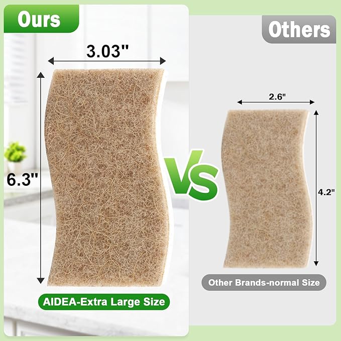 AIDEA XL Sponges Kitchen, 12Count, Non-Scratch for Dish Sponges, Large Natural Sponge for Non Stick Cookware, Cellulose Cleaning Sponge for Dishes, Bathroom, Household