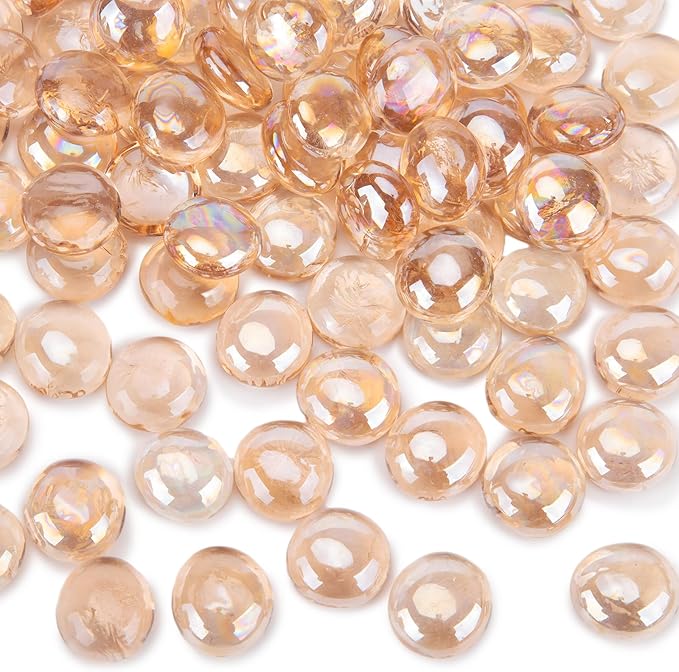 FUTUREPLUSX 5LB Flat Glass Marbles, Pink Glass Pebbles Marbles for Vases Fillers Fish Tank Aquarium Table Scatters DIY Crafts