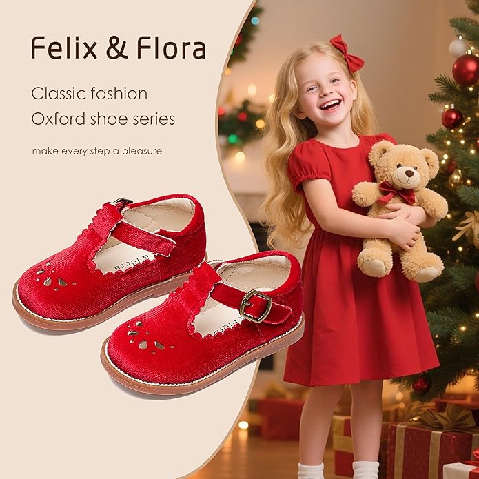 Felix & Flora Toddler Little Girl Mary Jane Dress Shoes - Ballet Flats for Girl Party School Shoes