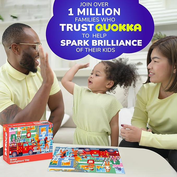 QUOKKA Puzzles for Kids Ages 3-5 - 30 Pieces Puzzles for Toddlers 2-4 - Firefighters Learning Jigsaw Puzzles for Kids 4-6 Years Old - Educational Toys for Boy and Girl