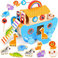 Toddlers Noah's Ark Toys with Wooden Animal Shape Sorters, Baptism Gifts for Girls Boys 2 3 4 Years Old, Montessori Educational Toys for Toddlers, Bible Story Book for Kids Ages 2-4