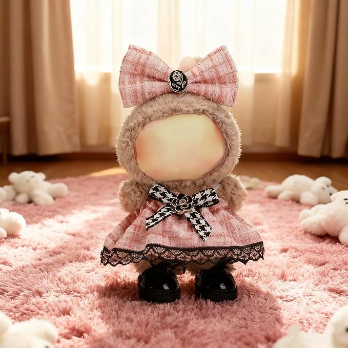 Clothes for LABUBU 17cm Doll (NO Doll)（NO Shoes, Outfit for LABUBU, Dress and Hairpin Set for LABUBU Dress Up, Fashion and Premium Dolls Accessories for LABUBU (Style L)