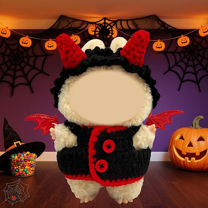 Halloween Clothes for 17cm Doll Outfits, Hat Dress Set for 17cm Dolls, Stylish Adorable Halloween Clothes Accessories (No Doll)