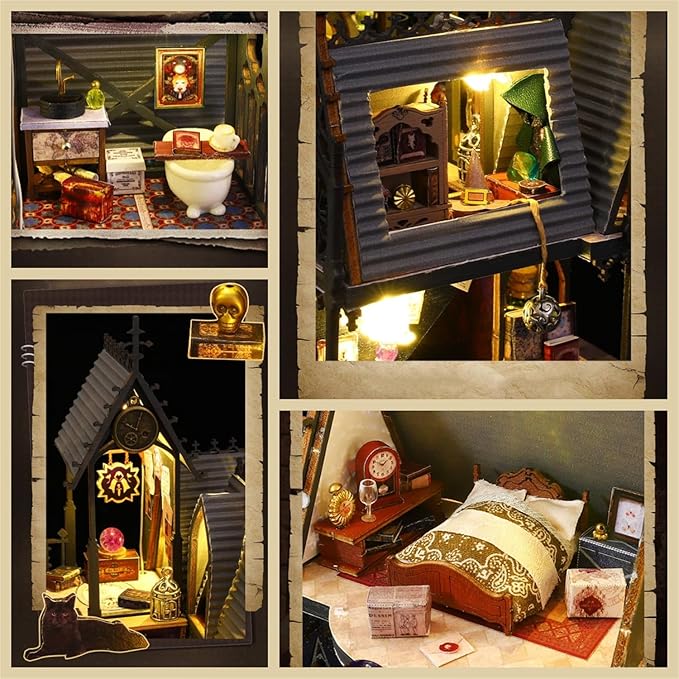 Flever DIY Miniature House Kit, Tiny Home Kit with LED Light, Mini House Build Craft Kits for Adults and Teens, Home Decor Creative Gift for Family/Friends (Luna Magic House)