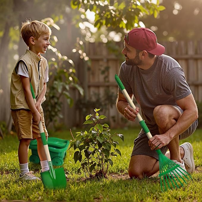 Kids Gardening Tools Set,8pcs Wheelbarrow Set for Kids with Shovel, Rake, Watering Can Outdoor Backyard Farm Digging Toys, Halloween Christmas Birthday Gifts for Boys Girls