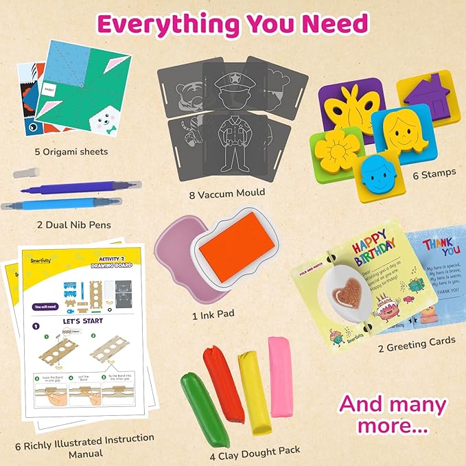 Smartivity 20 in 1 Art and Craft Kit I for 5,6,7,8,9 Year Old Girls & Boys I Clay, Stamp, Tracing, 3D House, Origami & Many More I Toys for Kids Age 5,6,7,8,9