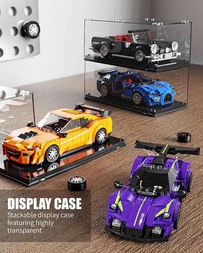 TGL Super Sports Car Building Block Set with Display Case, Speed Racing Car Building Toys for Kids and Adults, Collectible Model Cars Kits Gift for Technic Cars Lovers Boys 6+ (316PCS)