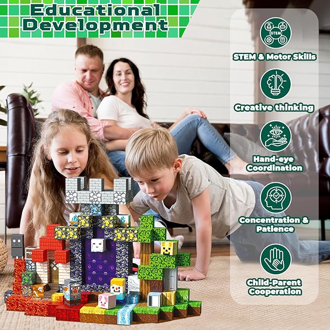 200PCS Magnetic Blocks - Magnetic Building Block for Kids Ages 3 4 5 6 7 8, STEM Learning Toy for Toddlers, Stacking Magnets for Kids for Kid Ages 3-8, Birthday Gifts for 3-10 Years Old Boys Girls