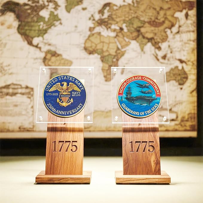250th Anniversary U.S. Armed Forces Commemorative Coin - Patriotic Military Collectible with Engraved Service Branch Insignia，Patriotic Marine Corps Collectible (Navy)