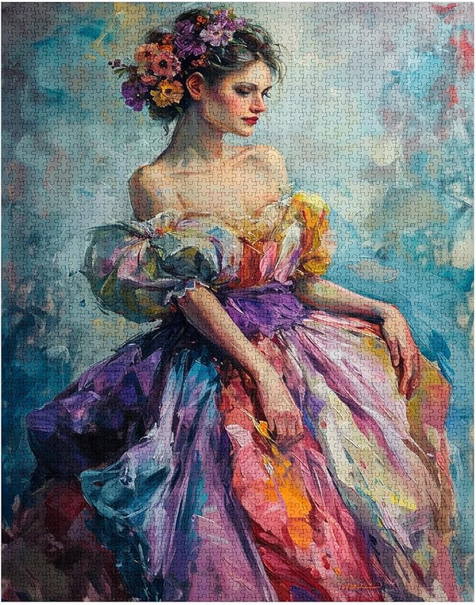 Noble Woman 1000 Piece Jigsaw Puzzles for Adults Court Style Royal Women Puzzle for Girls Gifts Classic Figure Challenging Puzzle Art Perfect for Game Pary Events