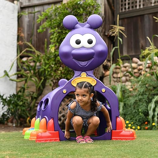 ECR4Kids ELR-12511 Indoor/Outdoor Peek-A-Boo Caterpillar Climbing Play Structure for Kids, Purple