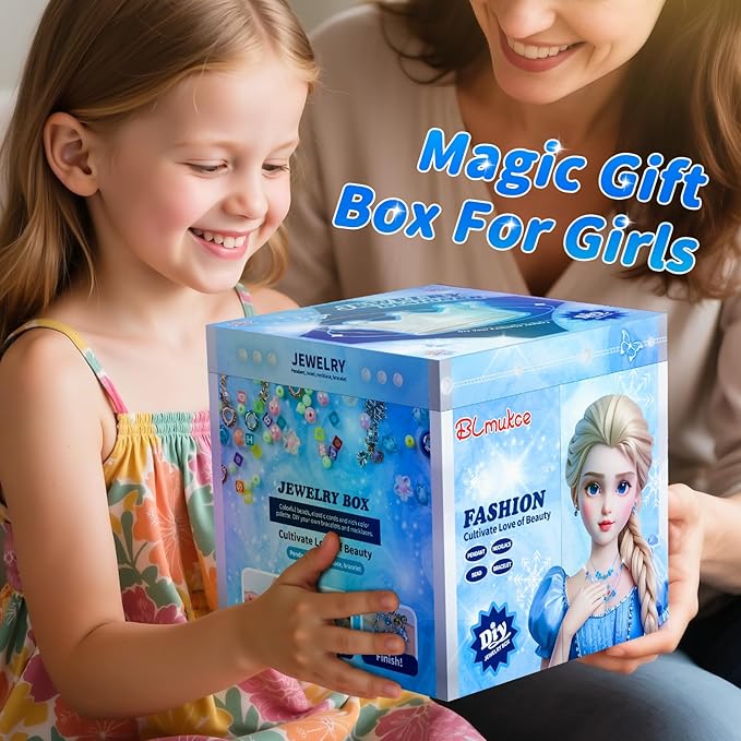 BLmukce Charm Bracelet Making Kit for Girls Ages 8-12, DIY Jewelry Making Kit & Craft Set with Beads, Charms & Necklace Kit Birthday Christmas Gift for Kids 4-6 7 8 Years Old Girl