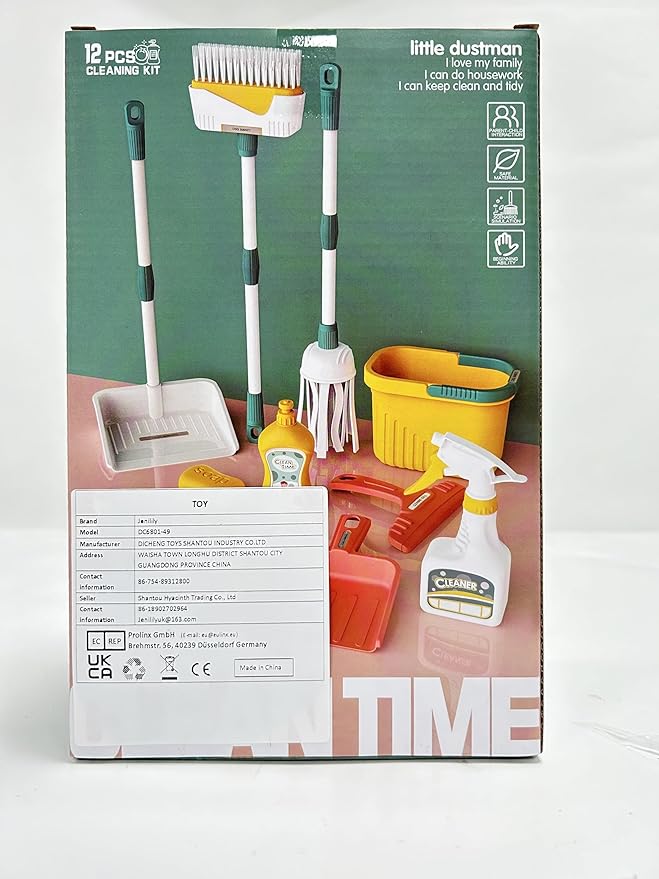 Jenilily Detachable Kids Cleaning Toy Set - Broom, Mop, Dustpan, Brush, Rag Play, Housekeeping Kit, STEM Really Clean Toys Gift for Girls & Boys
