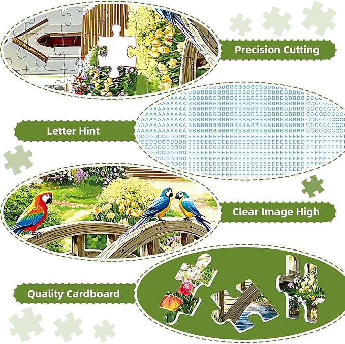 Puzzles for Adults 500 Pieces,Charming Lakeside Church Puzzle for Adults,Beautiful Flower & Parrot Jigsaw Puzzles for Kids Seniors Teens,Puzzles for Family Game Nights & Holiday Party Gifts,20.5x15 In