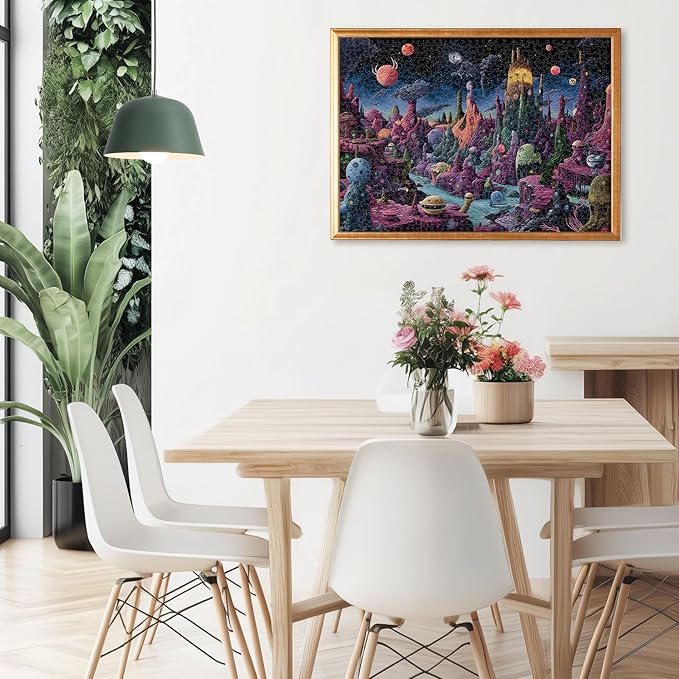 Glow-in-The-Dark Jigsaw Puzzles for Adults 1000 Pieces, Monster Planet Puzzles, Difficult Challenging Unique Puzzle for Adults,6 Colors on Back, Puzzle Size 26.6x19.2