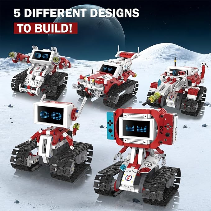 5-in-1 STEM Robot Building Kit with Remote Control & APP, Science Robot Educational Toys for Kids Age 8-16, Birthday Gifts for Boys Girls with 358 Piece