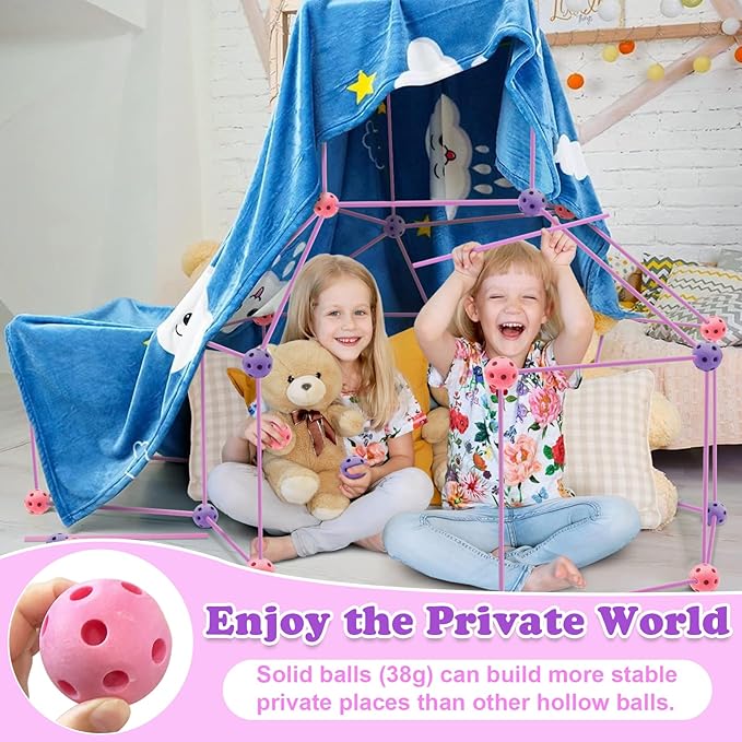 Kids Fort Building Kit 120 Pieces Construction STEM Toys for 3 4 5 6 7 8 9 10 11 12 Years Old Boys and Girls Ultimate Forts Builder Gift Build DIY Educational Learning Toy for Indoor Outdoor