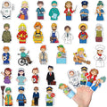 28 Pcs Community Helpers Finger Puppets Pretend Play Toys, People Finger Puppets Professions Multicultural Career Toy Soft Velvet Community Helper Pretend Doll for School Class Prizes Birthday Gift
