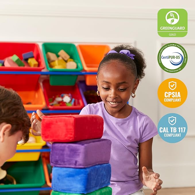 ECR4Kids SoftZone Stack-A-Brick, Foam Blocks, Assorted, 24-Piece