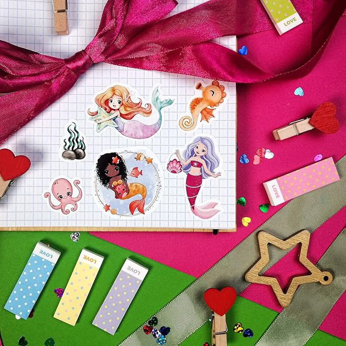 BulbaCraft Mermaid Stickers for Girls, Mermaid Decals for Laptop, Cups, Water Bottles, Gifts for Women & Men