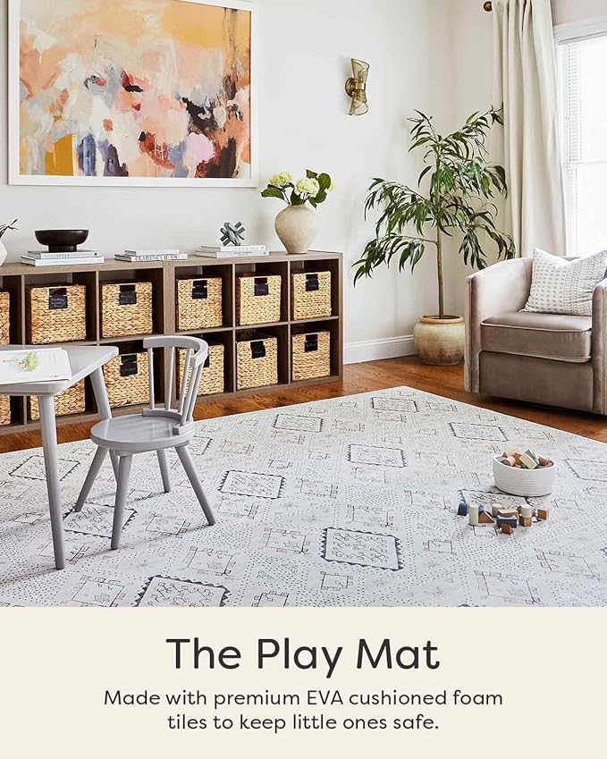 House of Noa Baby Play Mat – 4x8 Oat Ula – Set of 8 Tiles – Cushioned EVA Foam Play Mat for Floor, Soft Interlocking Baby Crawling Mats for Hard Floors